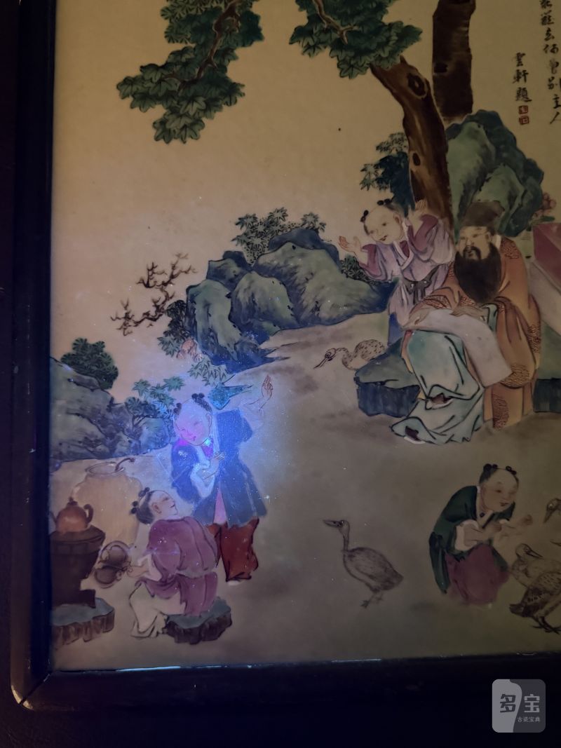 清乾隆 粉彩“云轩”款羲之爱鹅图板 - 图10